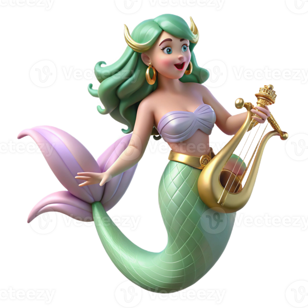 elegant vintage A Siren Luring Sailors with Her 4K png