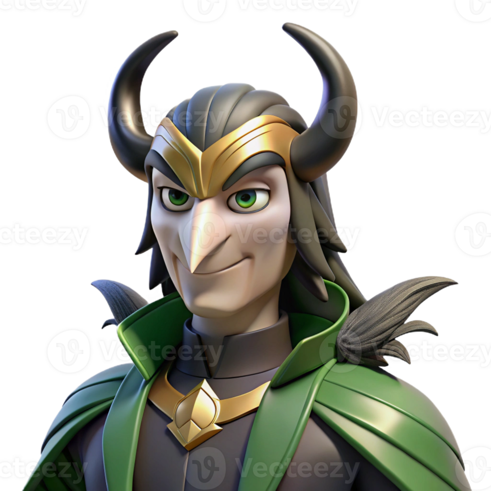 elegant creative A Mischievous Loki Transforming Into a Ra detailed png