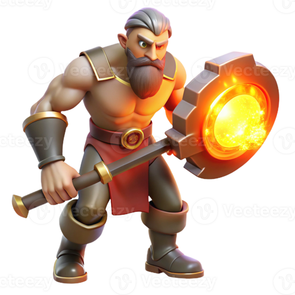 elegant classic A Powerful Cyclops Forging a Weapon Fiery 4K png