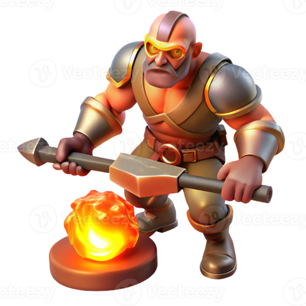 vibrant artistic A Powerful Cyclops Forging a Weapon Fiery authentic png