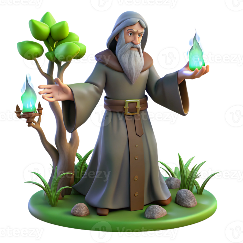 elegant traditional A Wise Old Druid Performing a Ritual In premium png
