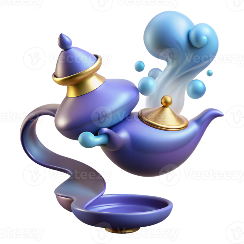 vibrant creative A Powerful Djinn Emerging from a Magic Lam premium png