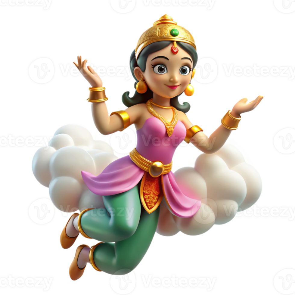 vibrant rustic A Graceful Apsara a Celestial Dancer Fro detailed png