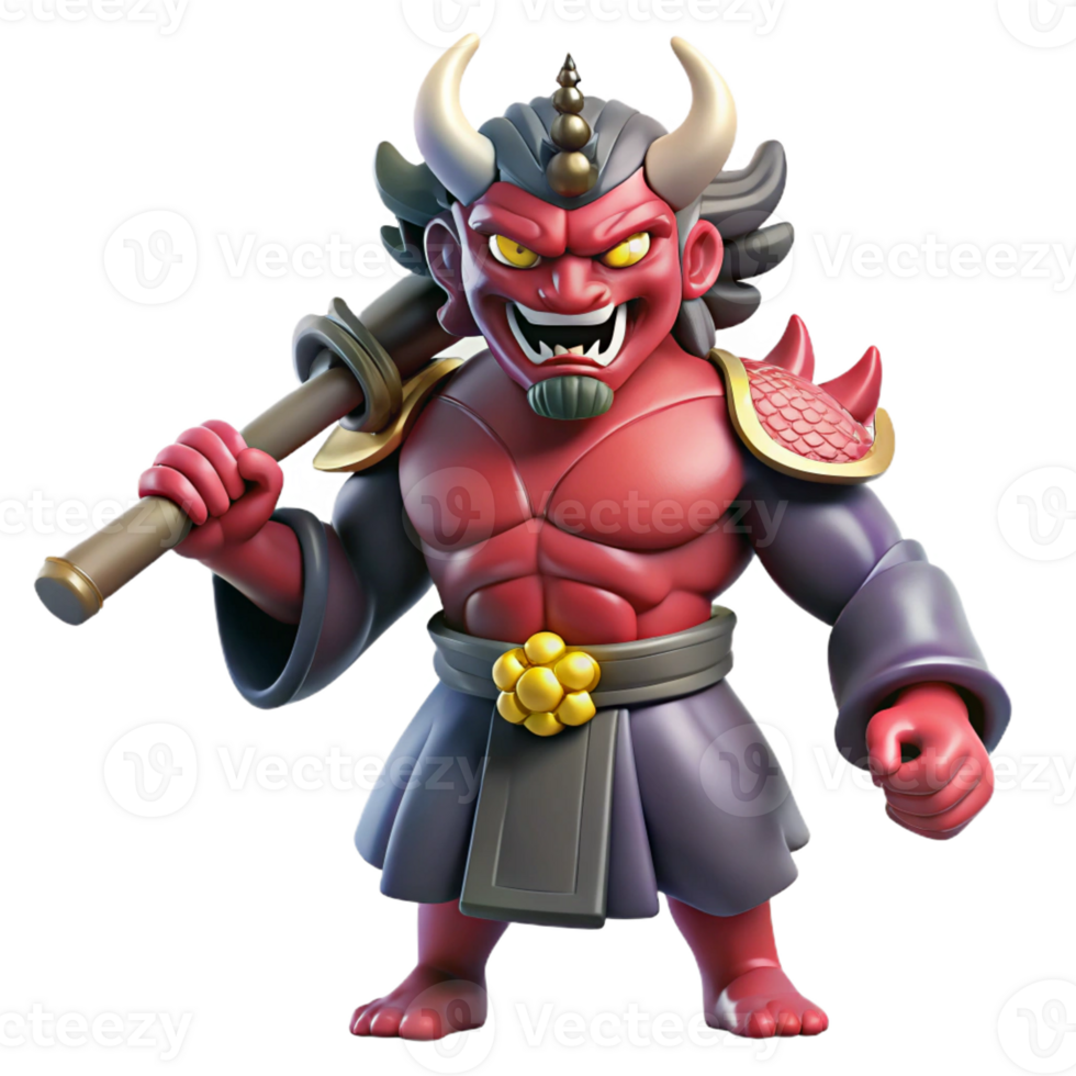 beautiful artistic A Powerful Oni a Japanese Demon Wieldin high quality png