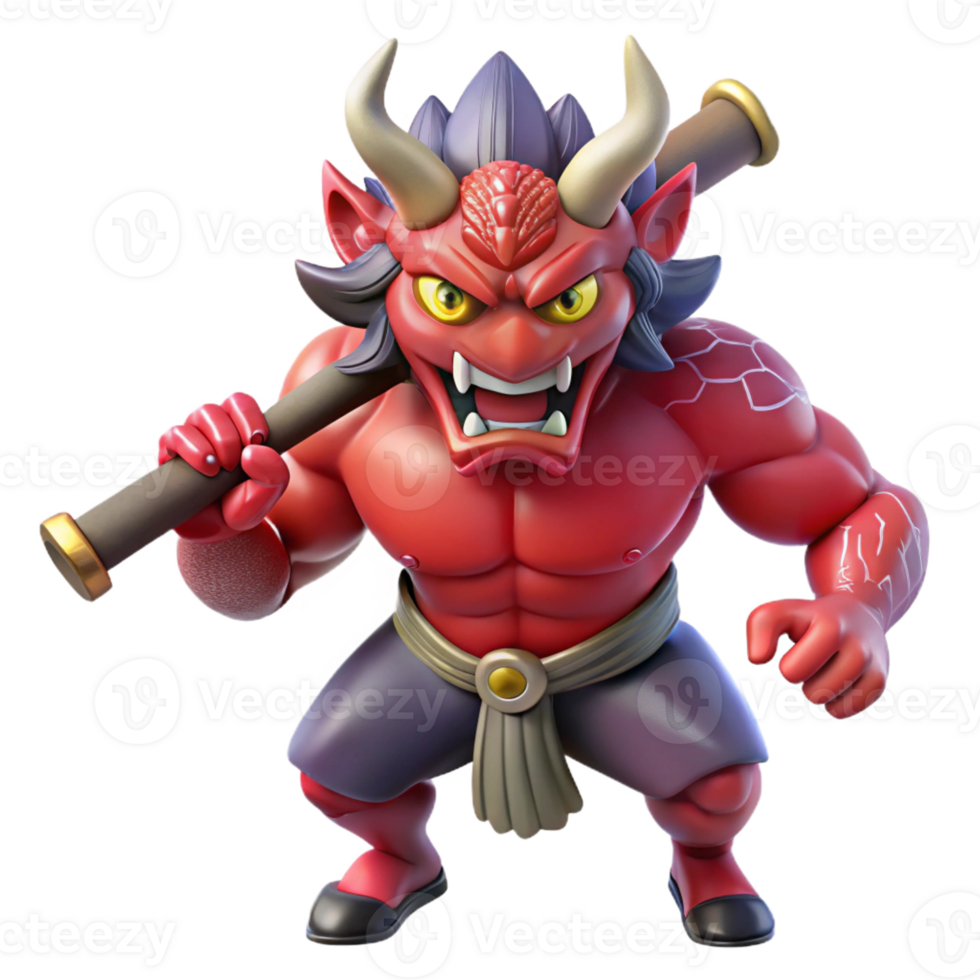 impressive creative A Powerful Oni a Japanese Demon Wieldin detailed png