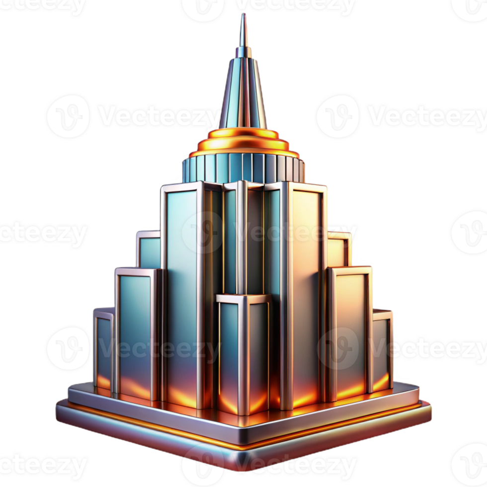 stunning vintage Art Deco Skyscraper Vibrant Sunset Lighti authentic png