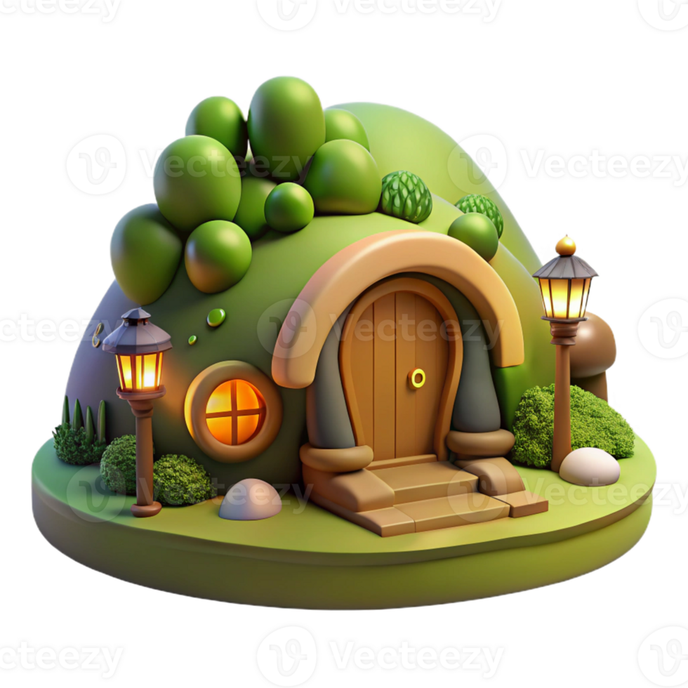 dramatic traditional A Cozy Hobbit Style Dwelling Built Into professional png