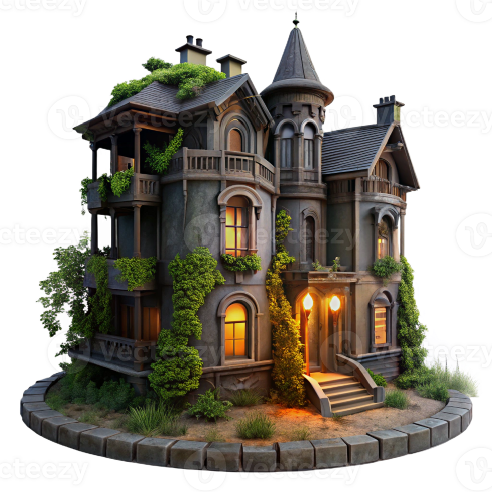 impressive minimalist A Dilapidated Victorian Mansion Overgrow premium png