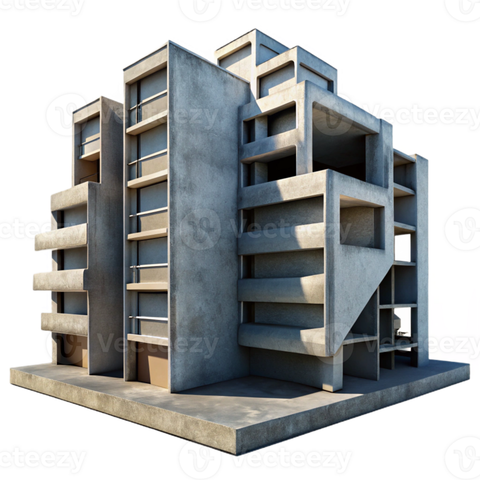 elegant modern A Brutalist Concrete Apartment Complex H professional png