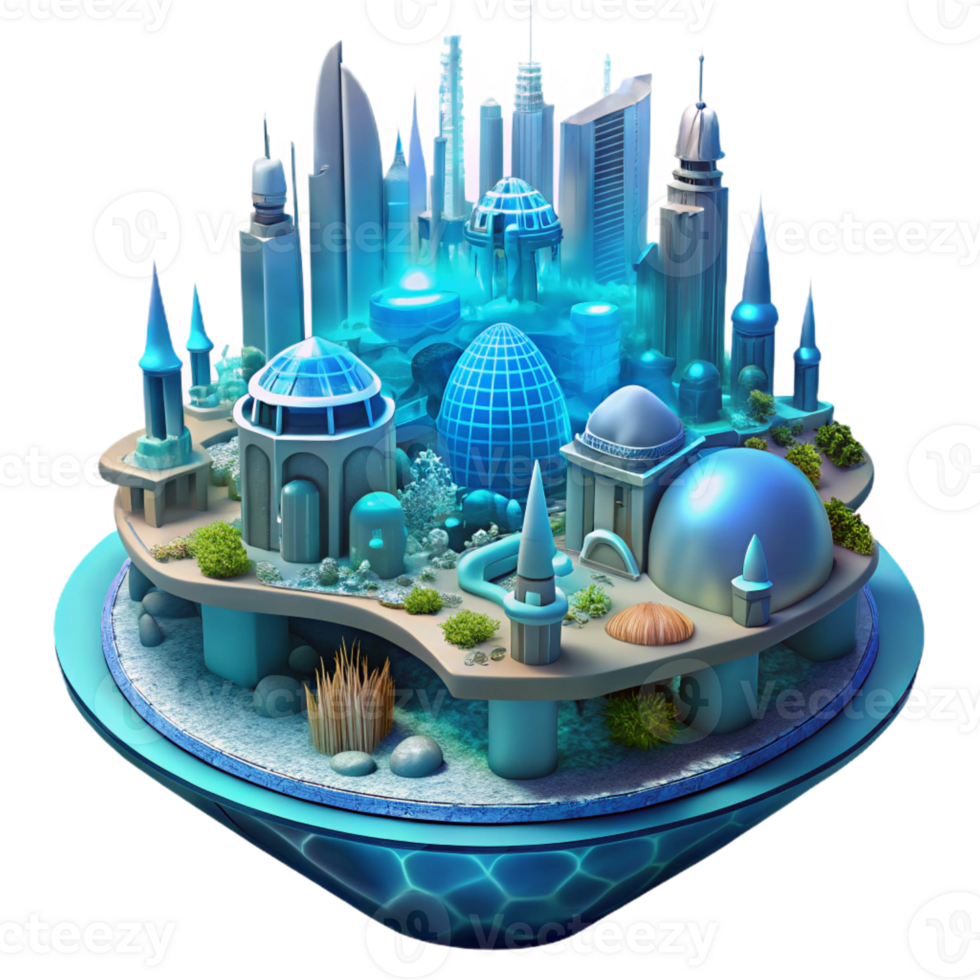 serene rustic An Underwater City Bioluminescent Lighti exclusive png