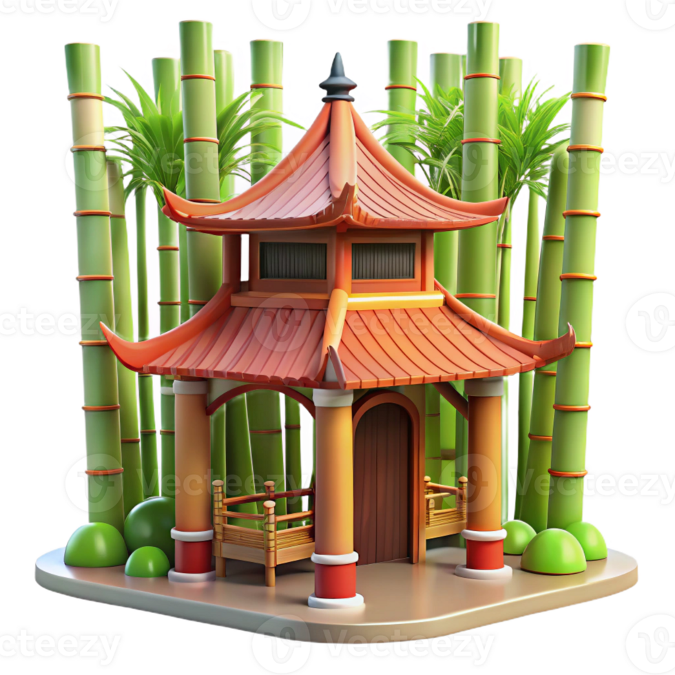 serene contemporary A Bamboo Forest Temple Soft Dappled Sunl high quality png