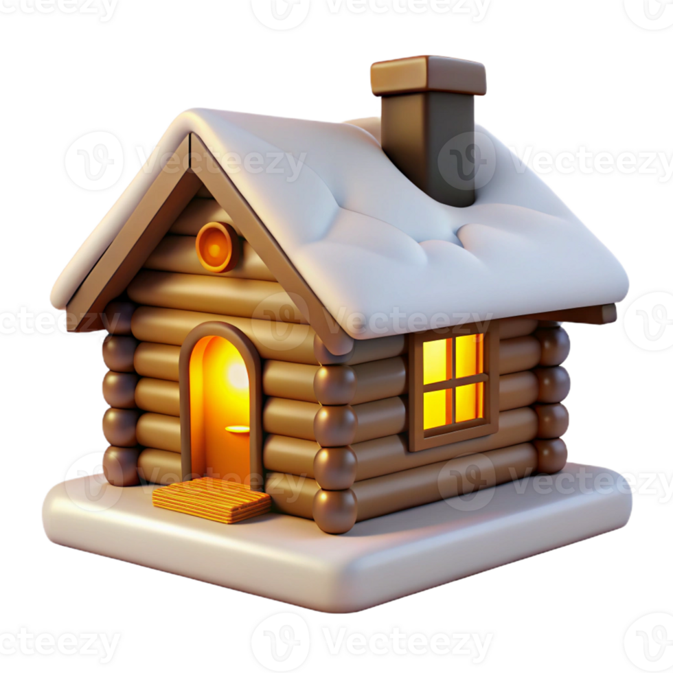 dramatic classic A Log Cabin Snow Covered Roof Warm Fir high quality png