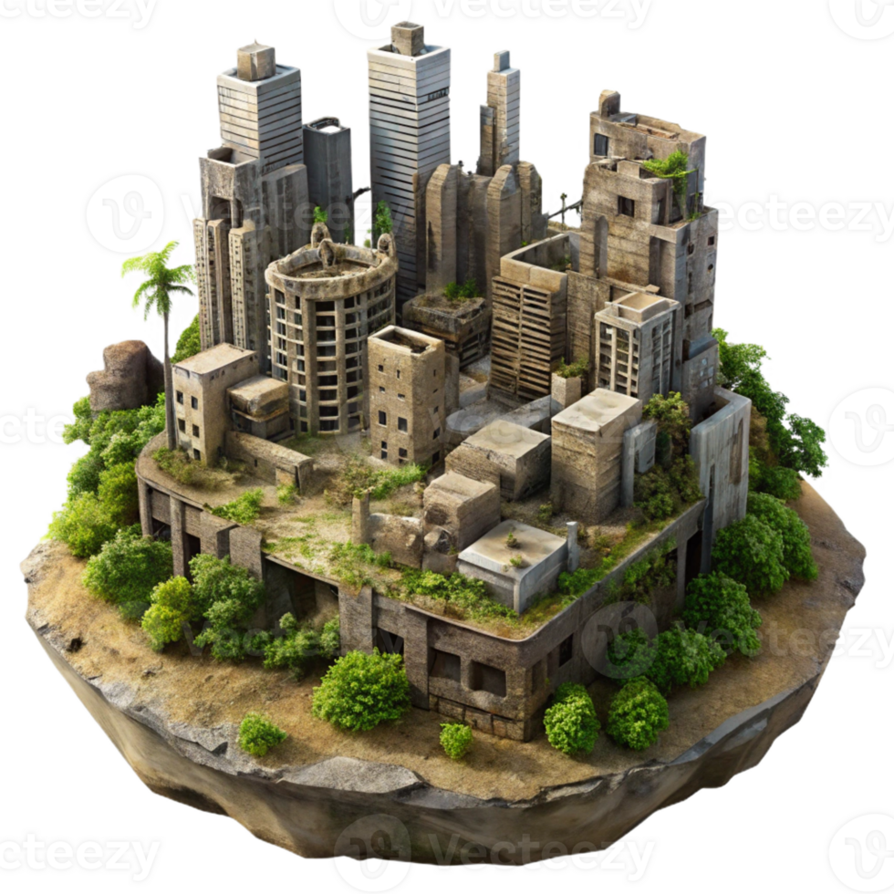 impressive classic A Post Apocalyptic City Ruined Building high quality png