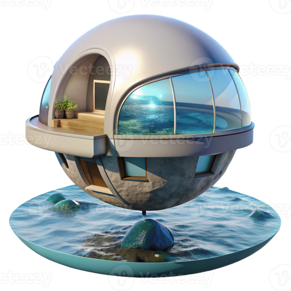 extraordinary traditional A Floating Spherical House Futuristic Des professional png