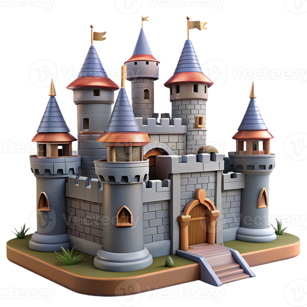 vibrant modern A Medieval Castle Fortified Walls Drawbr authentic png