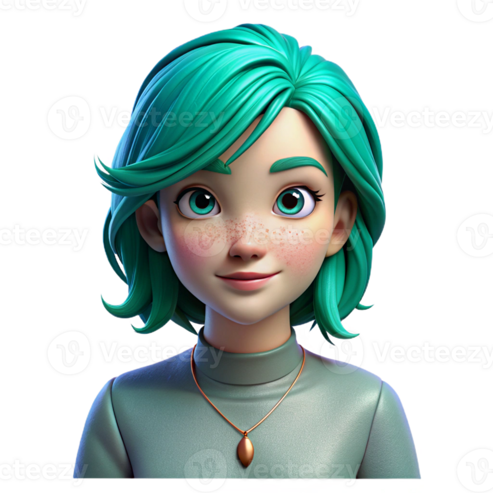 serene abstract Young Woman with Vibrant Turquoise Hair professional png