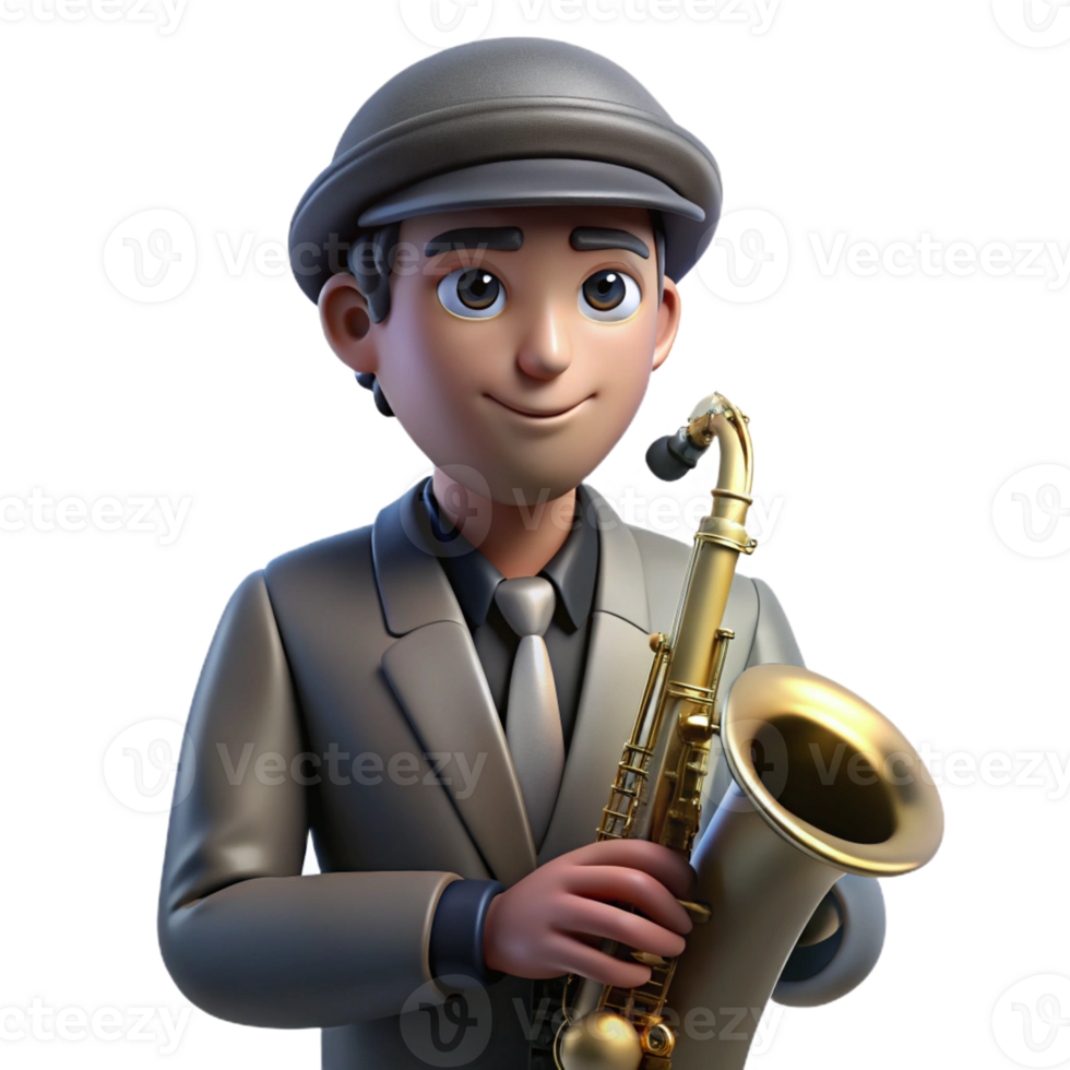 magnificent contemporary Portrait of a Musician with a Saxophone W authentic png