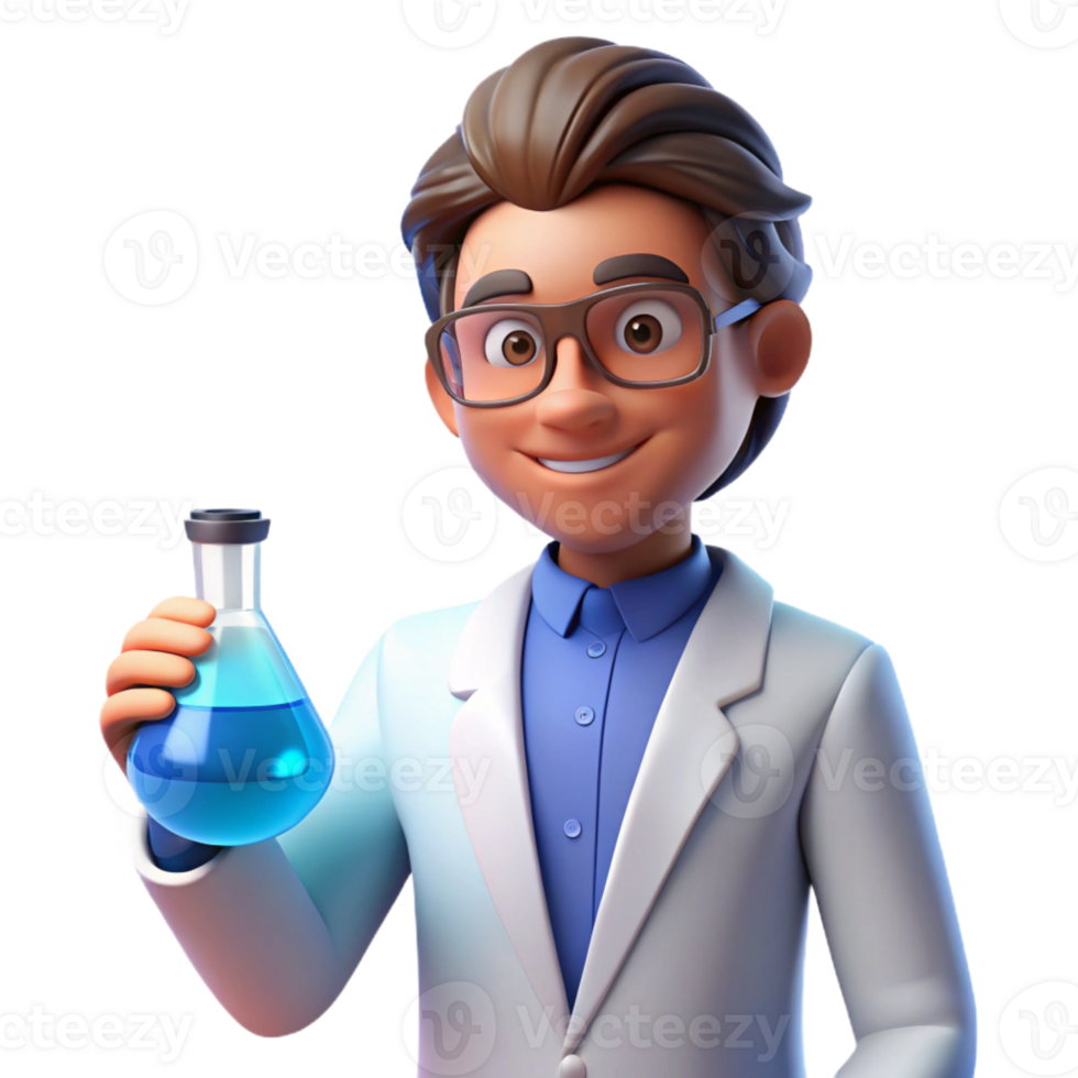magnificent abstract Portrait of a Scientist with Glasses A detailed png