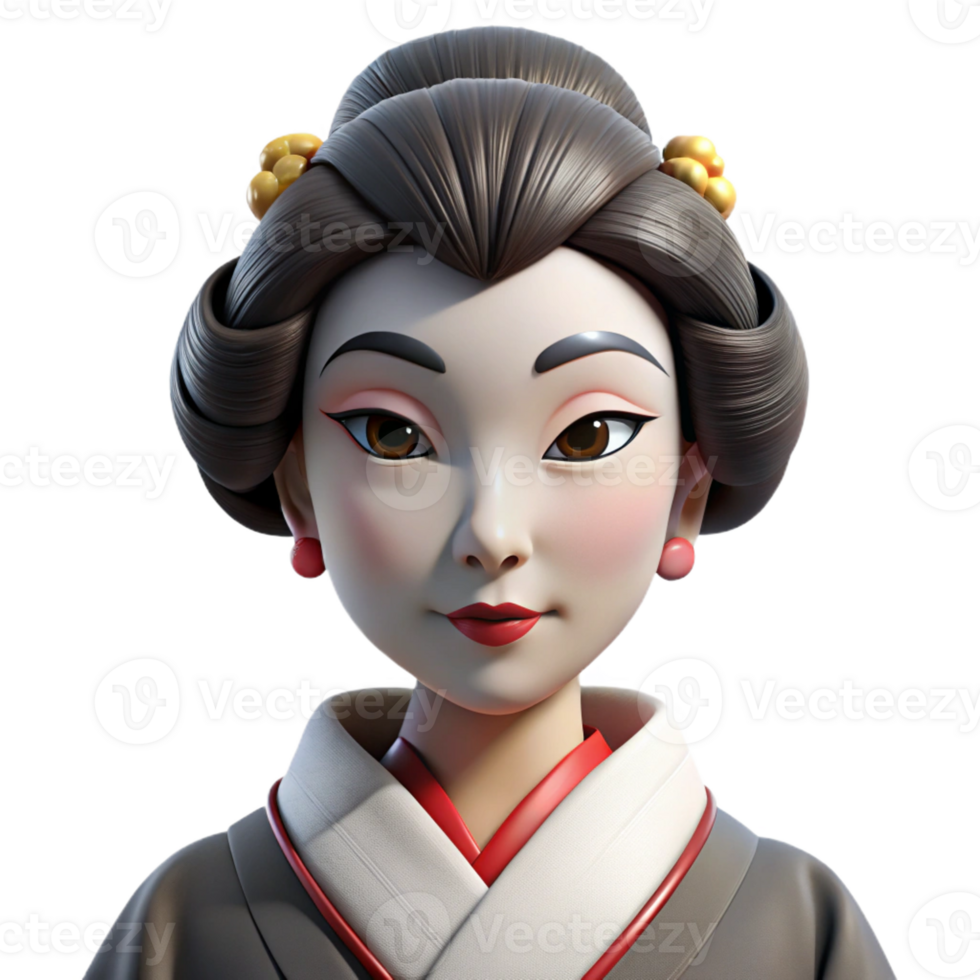 elegant traditional Portrait of a Geisha with Elaborate Makeup genuine png