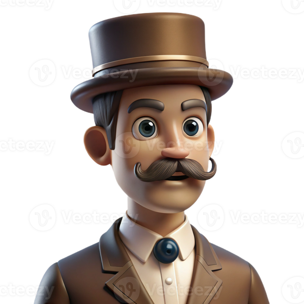 elegant classic Portrait of a Man with a Handlebar Mustach 4K png
