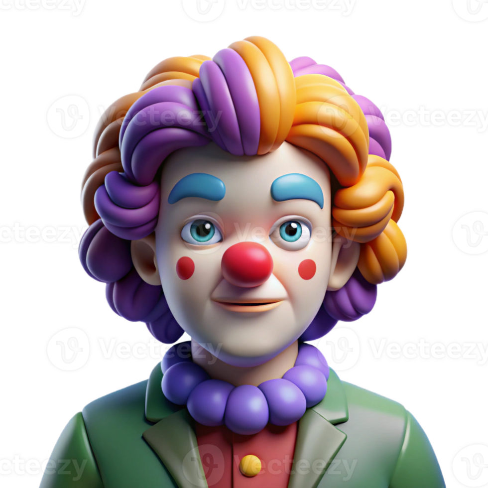 serene modern Portrait of a Clown with Exaggerated Makeu exclusive png