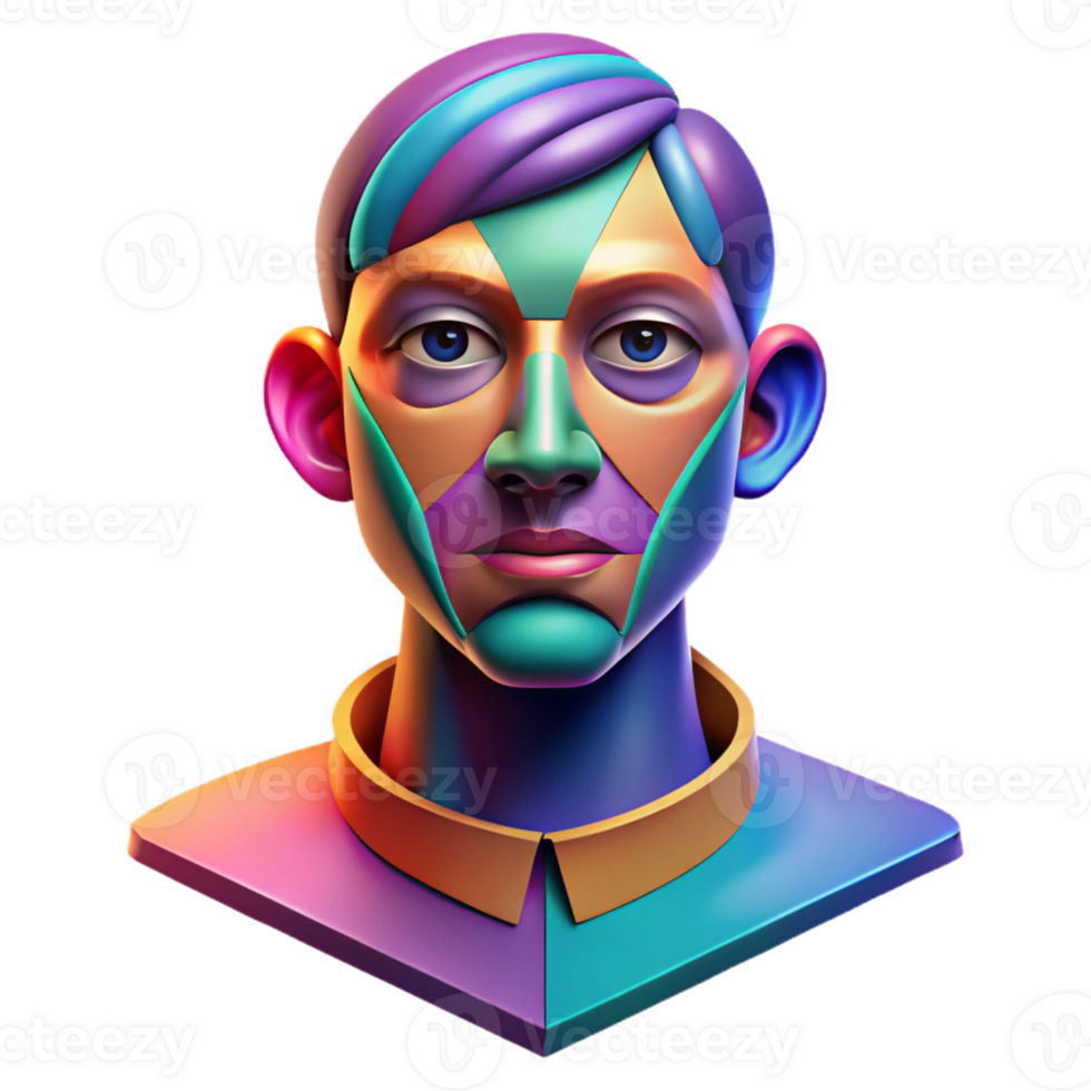 vibrant traditional Portrait of an Abstract Face Composed Of original png