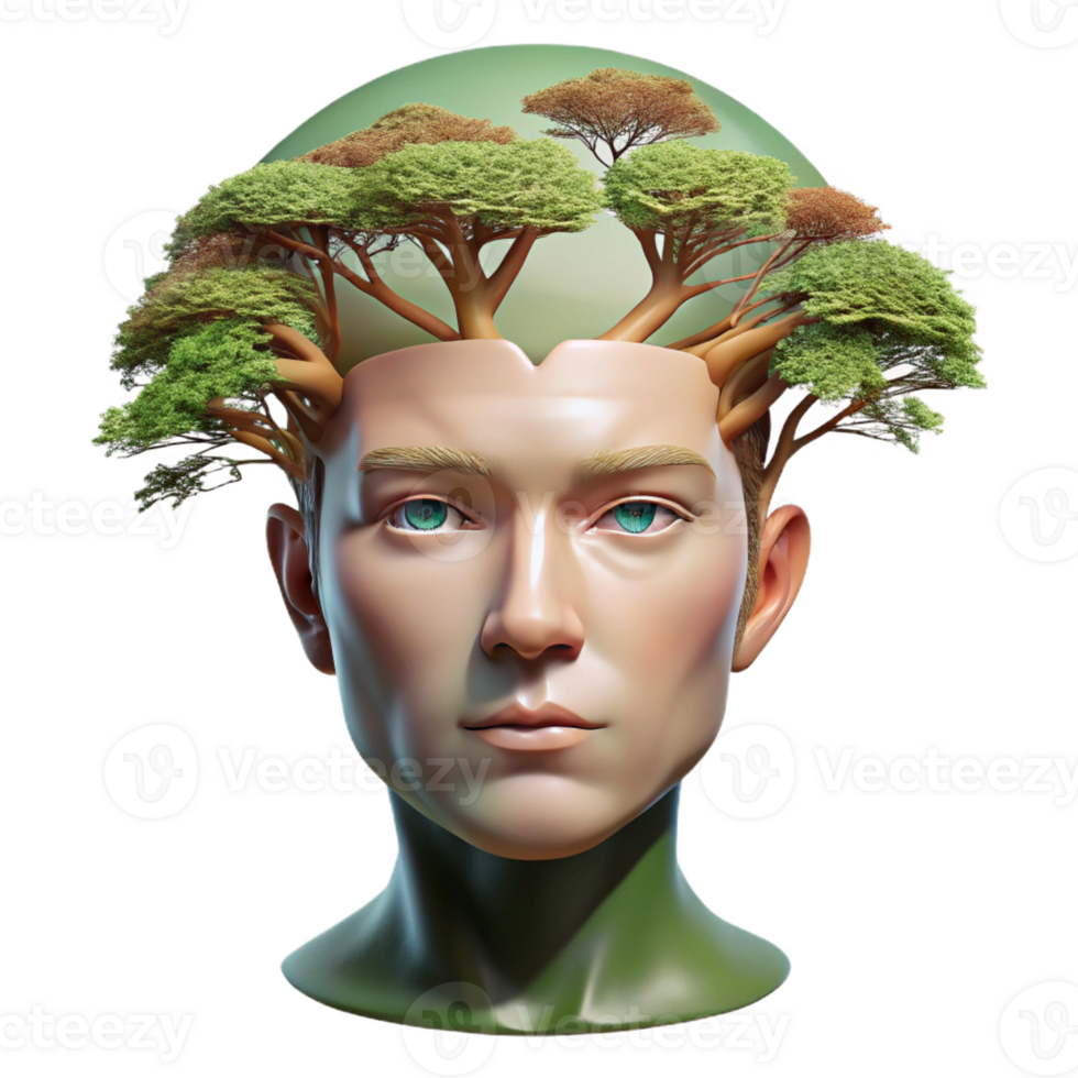 stunning vintage Portrait of a Face Morphing Into a Tree authentic png