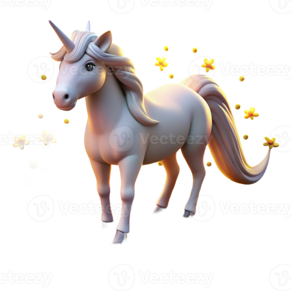 wonderful minimalist A Serene Unicorn with a Silver Mane Grazin detailed png