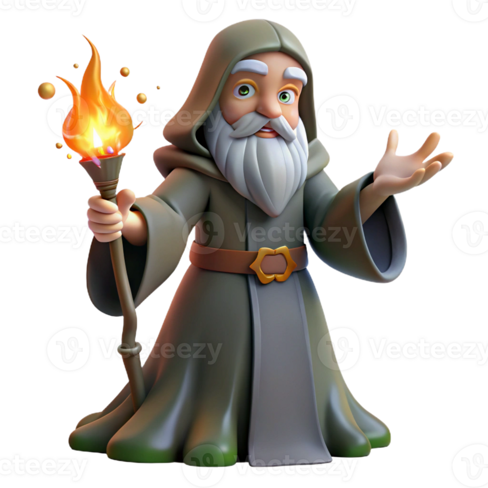 beautiful artistic A Wise Old Wizard Casting a Spell in a Da authentic png