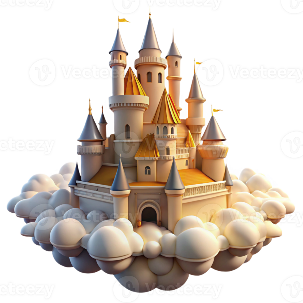 impressive modern Floating Castle in the Clouds detailed png