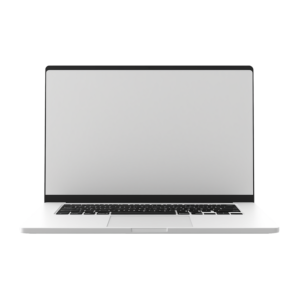 Futuristic laptop with blank screen for advertisement use isolated on transparent background png
