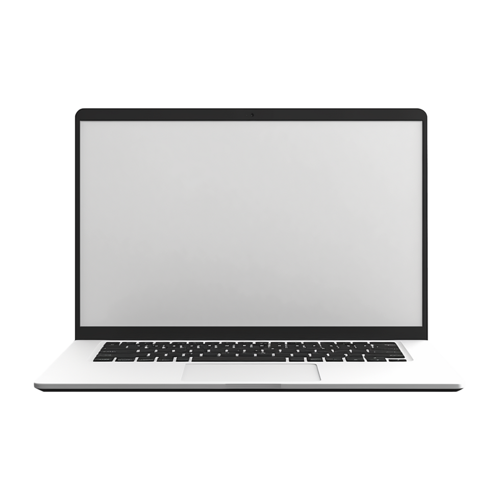 Digital laptop with empty space for customization isolated on transparent background png