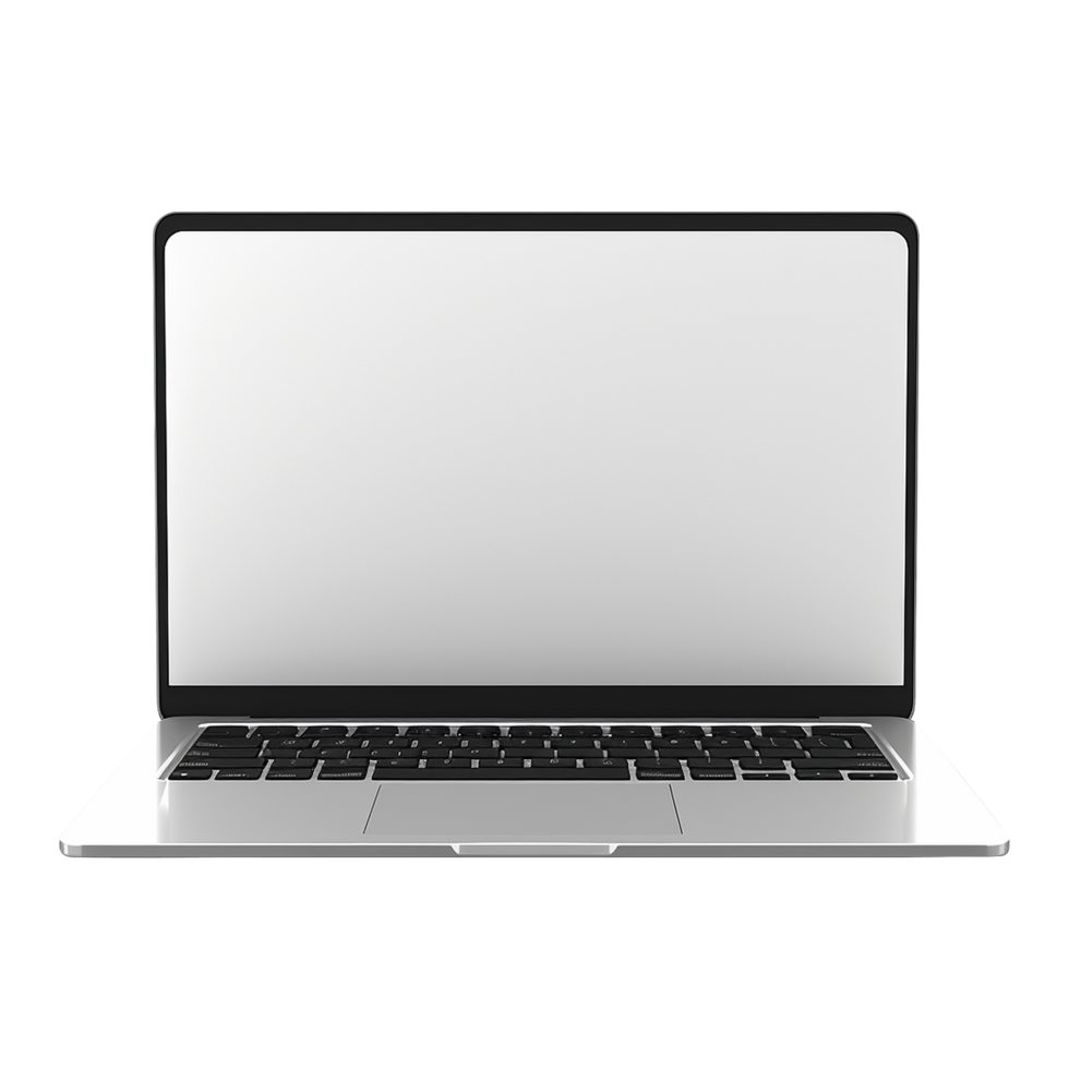 High resolution laptop with empty screen isolated on transparent background png