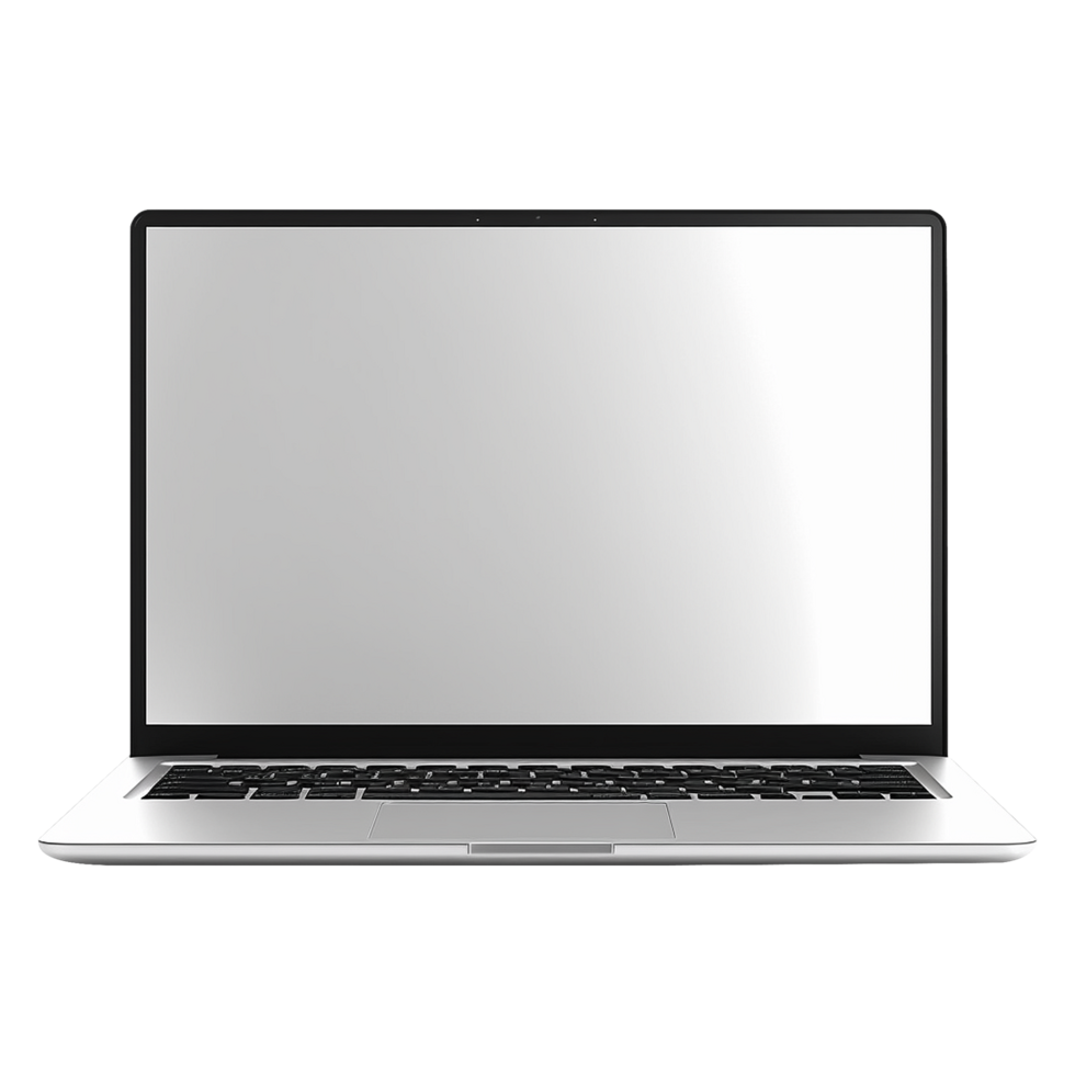 Open laptop with empty display for mockup isolated on transparent background png