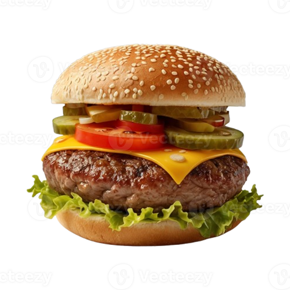 Realistic burger image, cutout png