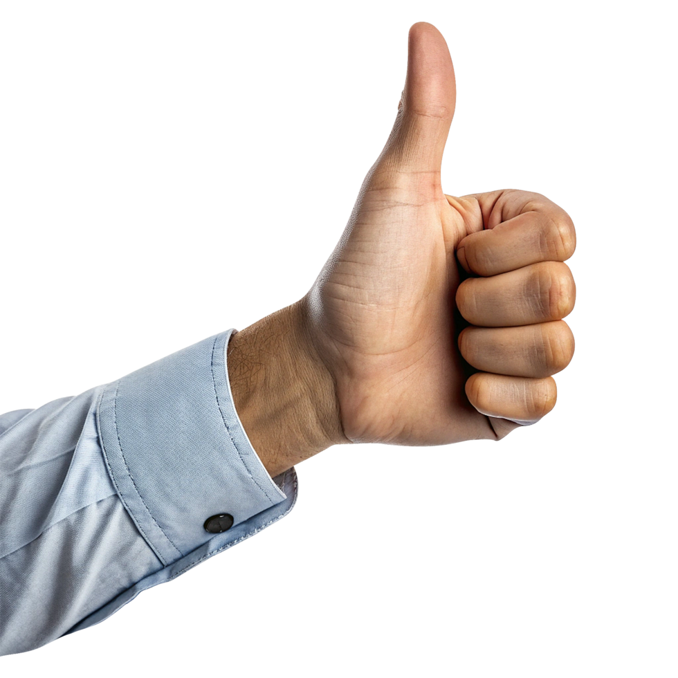 Hand giving thumbs up sign isolated on transparent background png