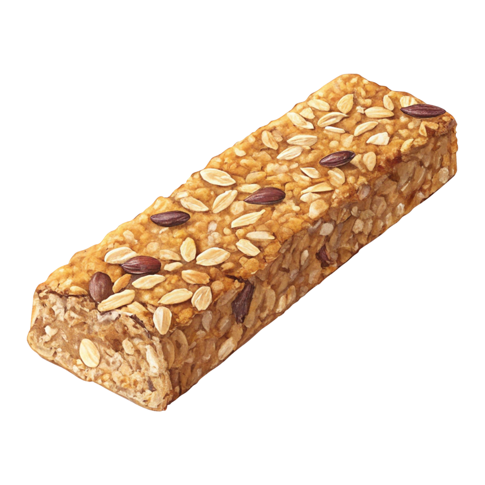 Healthy energy granola bar isolated on transparent background png