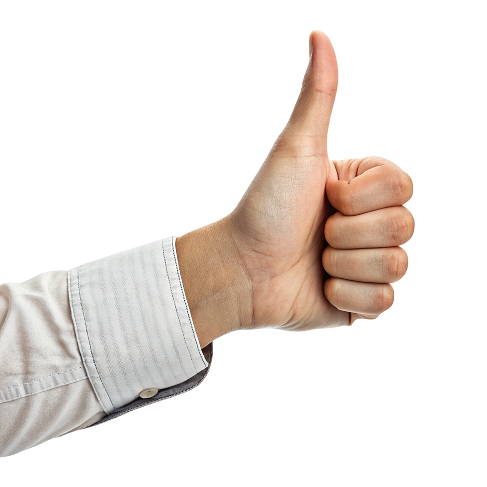 Thumbs up approval sign isolated on transparent background png