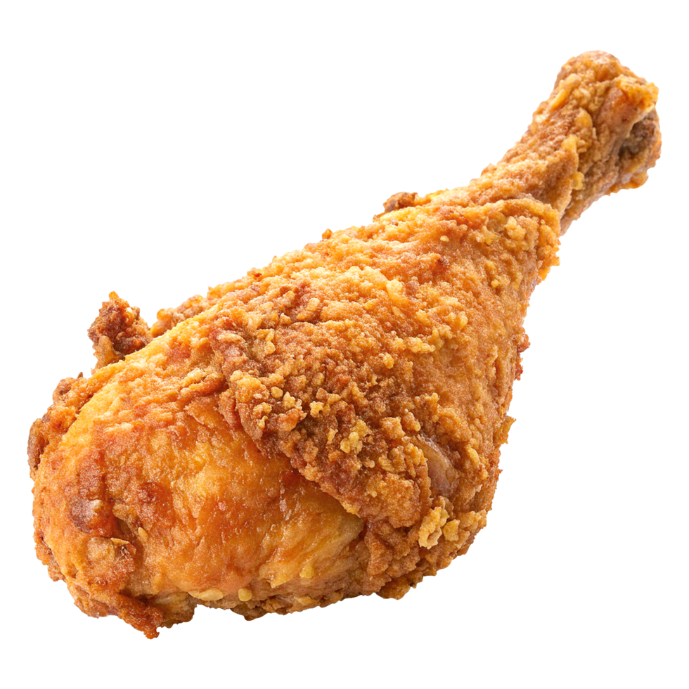 Deep-fried chicken leg with crunchy coating isolated on transparent background png