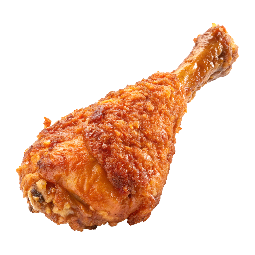 Tasty crispy chicken drumstick isolated on transparent background png