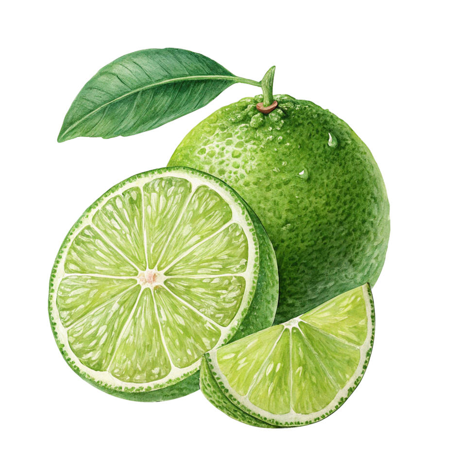 Zesty green lime isolated on transparent background png