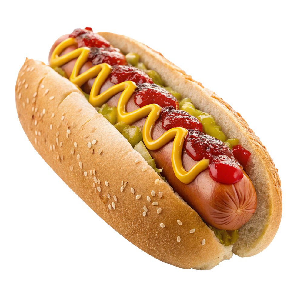 Savory hot dog with melted cheese isolated on transparent background png
