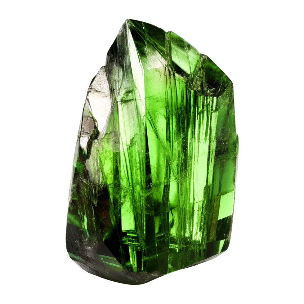 Faceted chrome tourmaline gem isolated on transparent background png