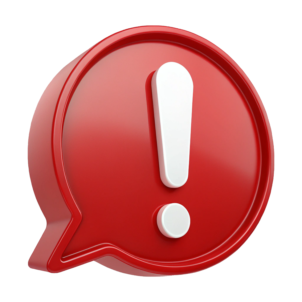 Shiny red communication bubble in 3D isolated on transparent background png
