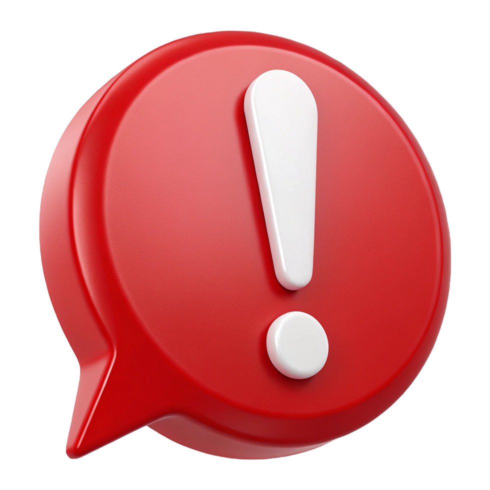 Digital 3D red message notification icon isolated on transparent background png