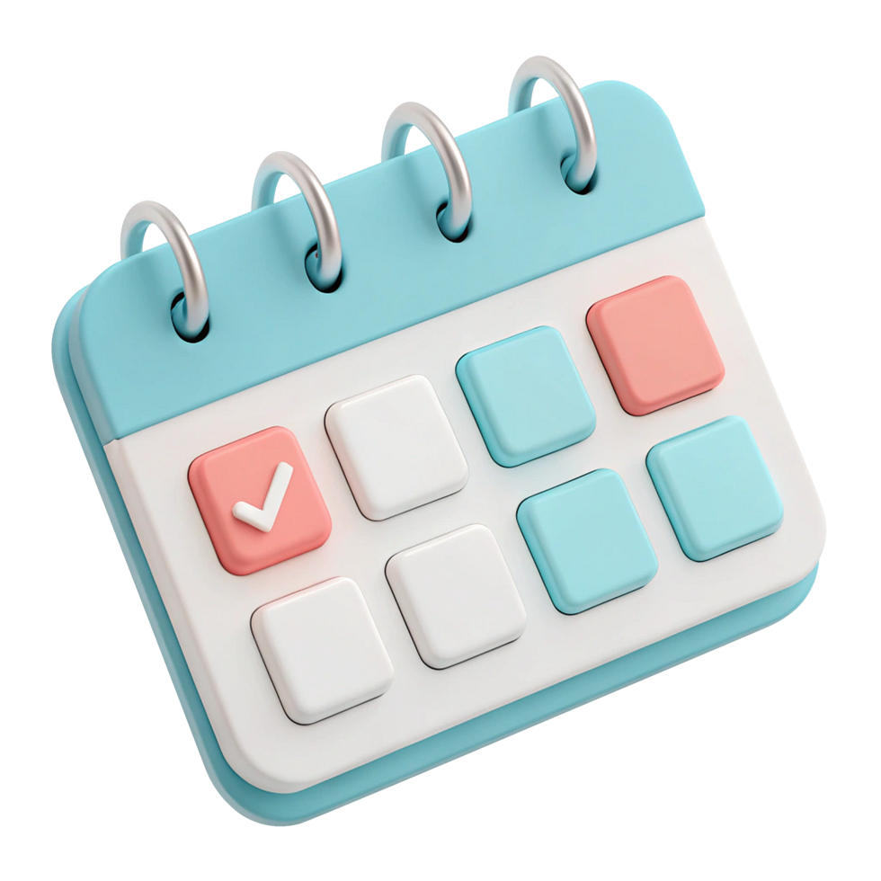 Stylish floating 3D calendar icon for digital use png