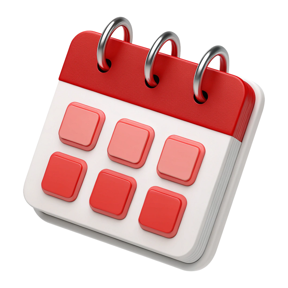 Minimalistic 3D appointment calendar isolated on transparent background png