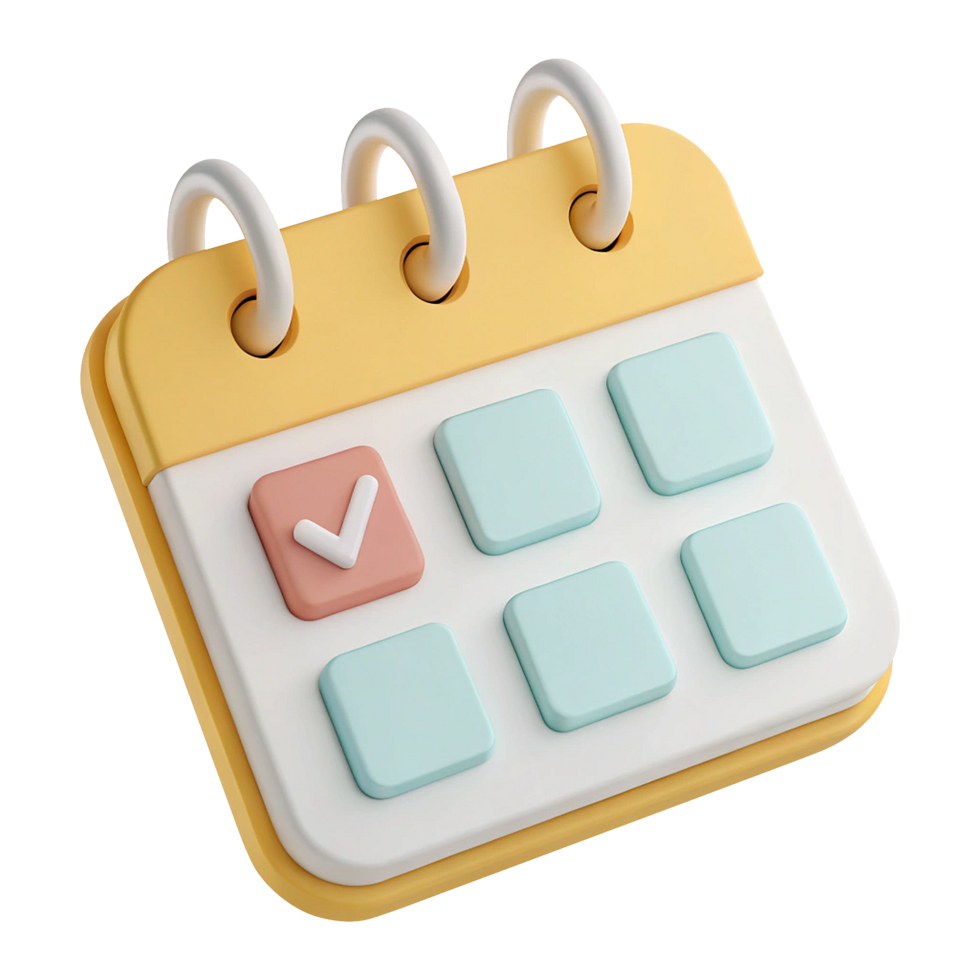 Digital 3D calendar icon for scheduling and planning png