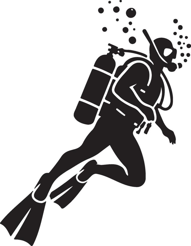 A Scuba Diver Silhouette. vector
