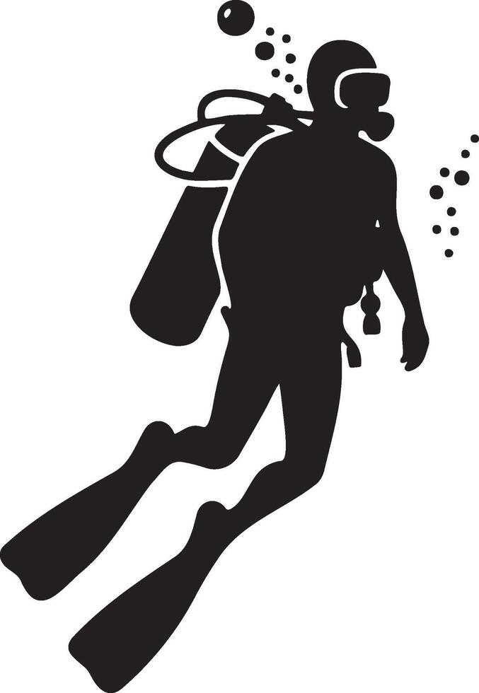 Scuba Diver Silhouette. vector